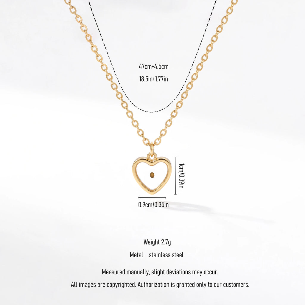 QIAOREN 13416 Stainless Steel Mustard Seed Heart Necklace Faith Christian Pendant Inspirational Jewelry for Women