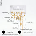 QIAOREN 14478 Stainless Steel Gold Dangle Huggie Hoop Earrings Set, Enamel Elephant, Bow, North Star & Chain Tassel Ear Jewelry