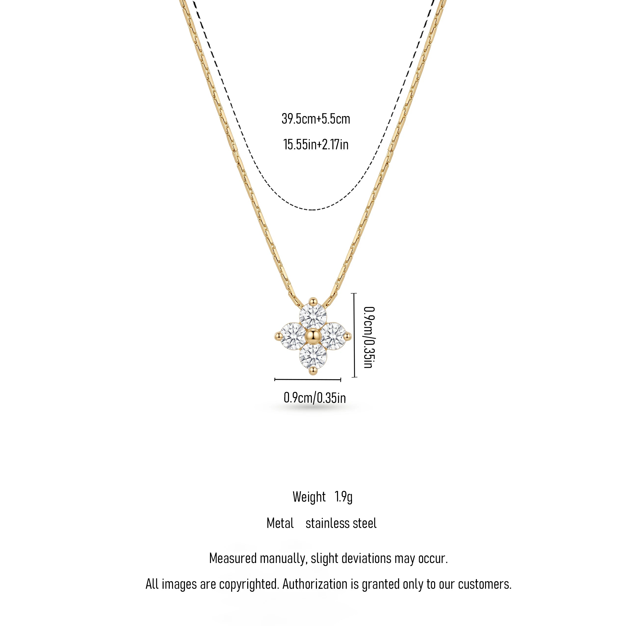QIAOREN 13167 Gold Plated CZ Flower Pendant Necklace Stainless Steel Dainty Floral Necklace Everyday Jewelry for Women
