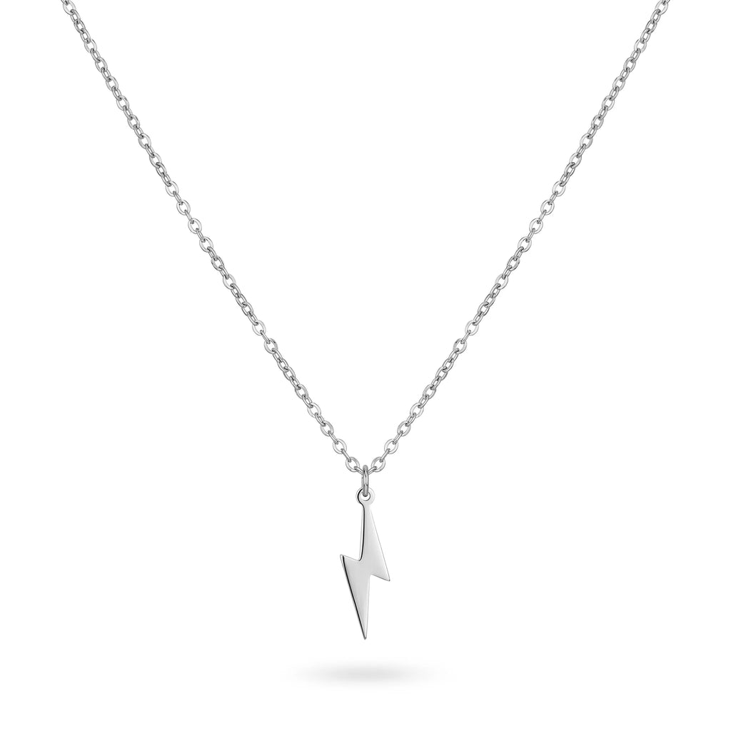 QIAOREN 11341 Dainty Edgy Lightning Bolt Necklace 18K Gold Plated Stainless Steel Casual Streetwear Jewelry