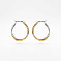 QIAOREN 12399Interlocking Crossover Hoop Earrings Gold Silver Two Tone Overlapping Double Band Stainless Steel Large Hoops US EU
