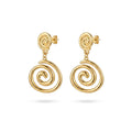 QIAOREN 13217 Gold Plated Spiral Drop Earrings for Women Stainless Steel Swirl Statement Modern Fashion Jewelry
