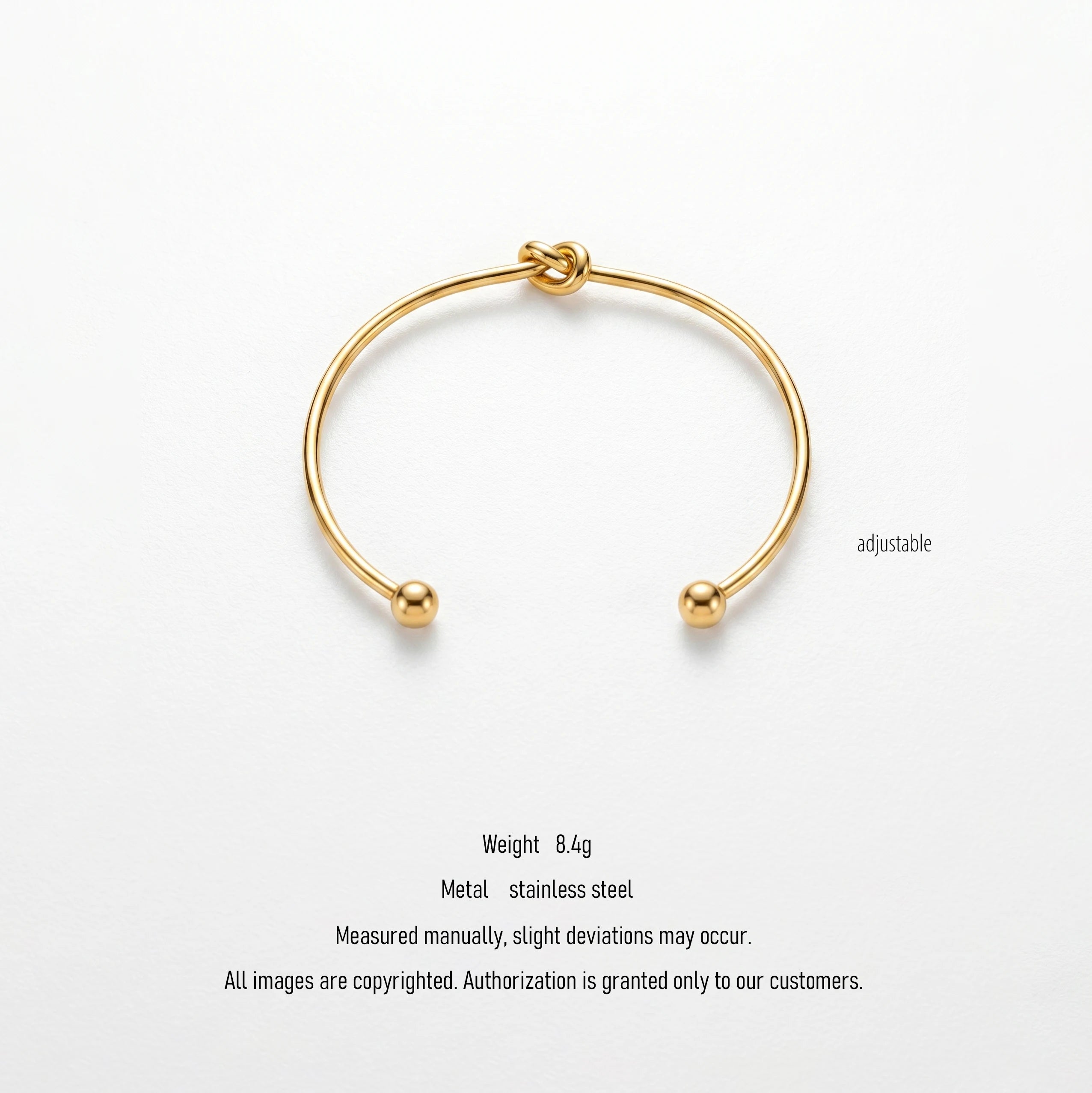 QIAOREN 10592 Love Knot Open Cuff Bangle 18K Gold Plated Stainless Steel Waterproof Tarnish Free Jewelry for Women