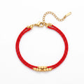 QIAOREN 13305 Lucky Double Red Cord Bracelet Gold Tiny Cube Beads Lobster Clasp Extension Chain Waterproof
