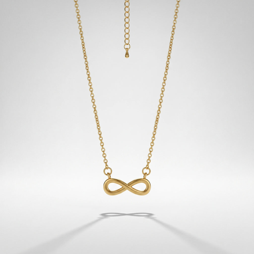 QIAOREN Dainty Infinity Pendant Necklace 18K Gold Plated Stainless Steel Cable Chain Tarnish Free Adjustable Layering Unisex
