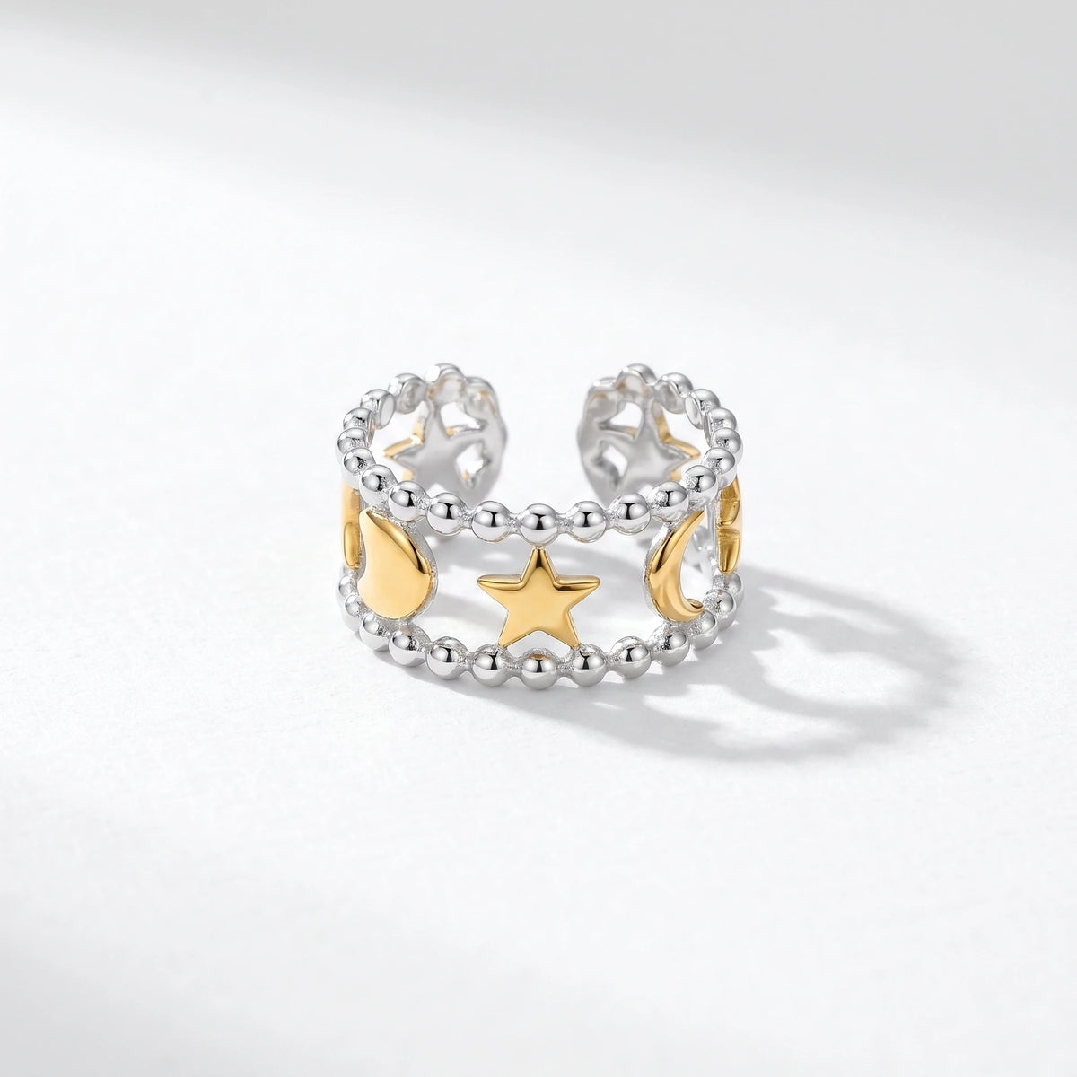 QIAOREN 13010-15 Gold Silver Plated Adjustable Open Stack Ring Set for Women Minimalist Geometric Statement Rings