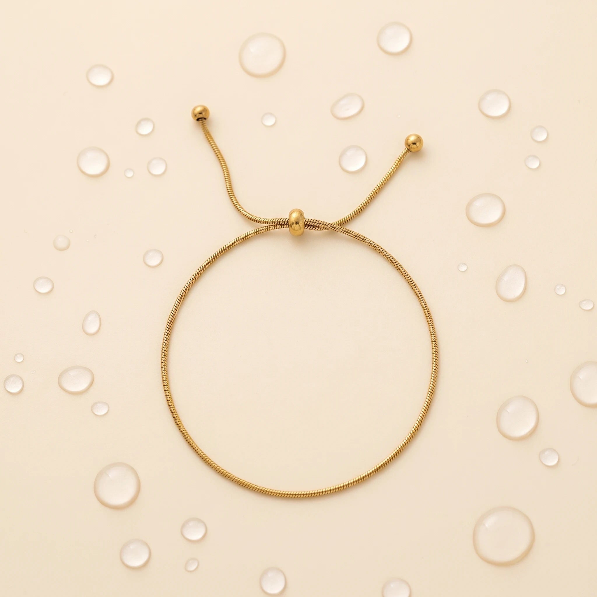 QIAOREN 13300 Thin Chain Bracelet Gold Plated Steel Adjustable Slider Waterproof Minimalist Women Daily Wrist Jewelry Gift