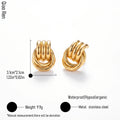 QIAOREN 14534 Waterproof Stainless Steel Stud Earrings Twisted Triple Ring Statement Earrings Hypoallergenic Jewelry Women