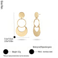 QIAOREN 14600 Stainless Steel Three Layer Circle Shape Tassel Punk Style Non Tarnish Geometry Stud Earrings Women's Party Gift
