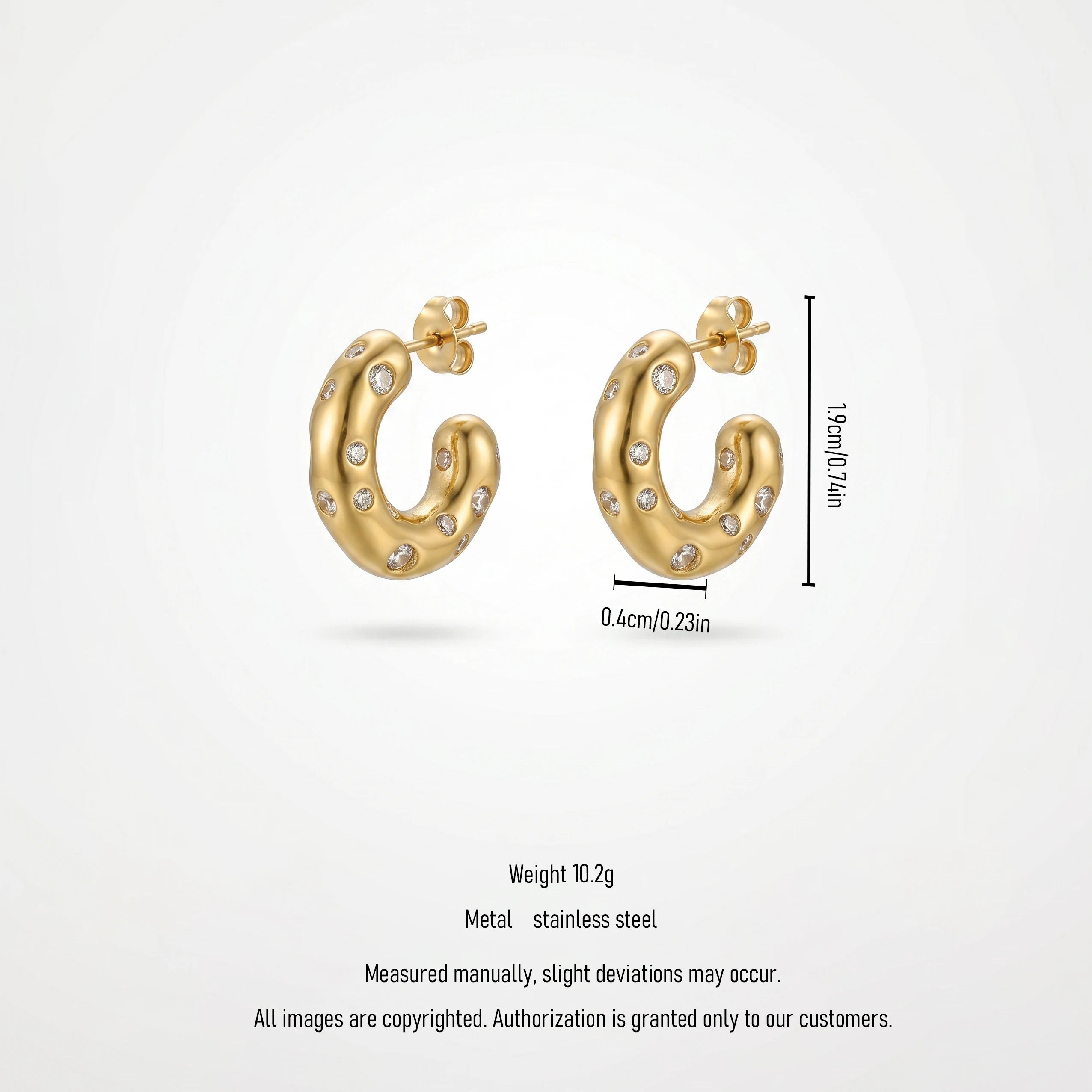 QIAOREN 12339-40 Princess Cut CZ Hoop Earrings Gold Stainless Steel High Polished Square Crystal Channel Set Huggies Women US EU