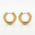 QIAOREN 12502In Stock Tarnish Free Waterproof Chunky Gold Hoops Stainless Steel Puffy Thick Round Earrings Latchback Hoops Women