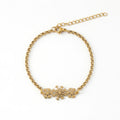 QIAOREN 11727 18K Gold Plated Stainless Steel Triple Snowflake Link Bracelet Extender Chain Winter Christmas Jewelry Gift