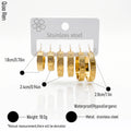 QIAOREN14601Gold Stainless Steel Hoop Earrings Ribbed Design Huggie Earrings Waterproof Hypoallergenic Fashion Jewelry for Women