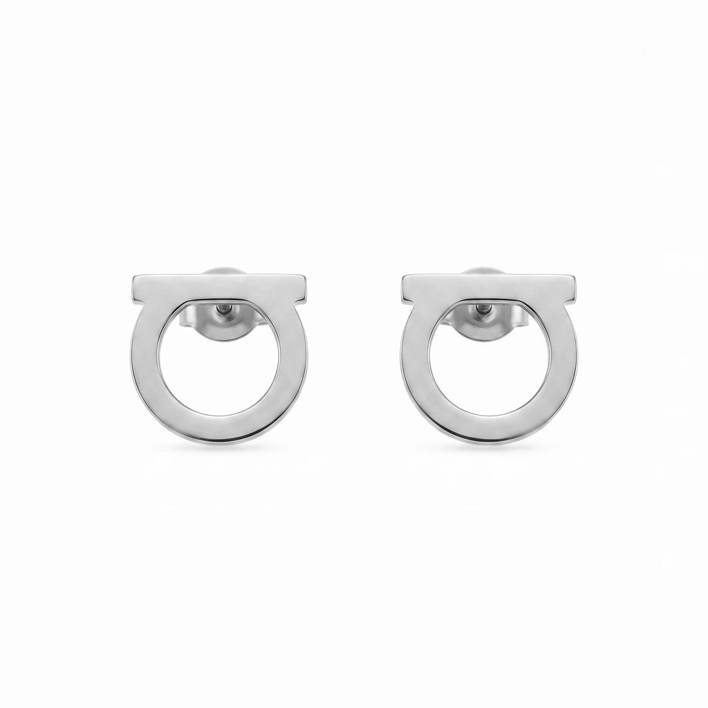 QIAOREN 10637 Anti Tarnish Stainless Steel D Shape Stud Earrings Gold Plated for Women