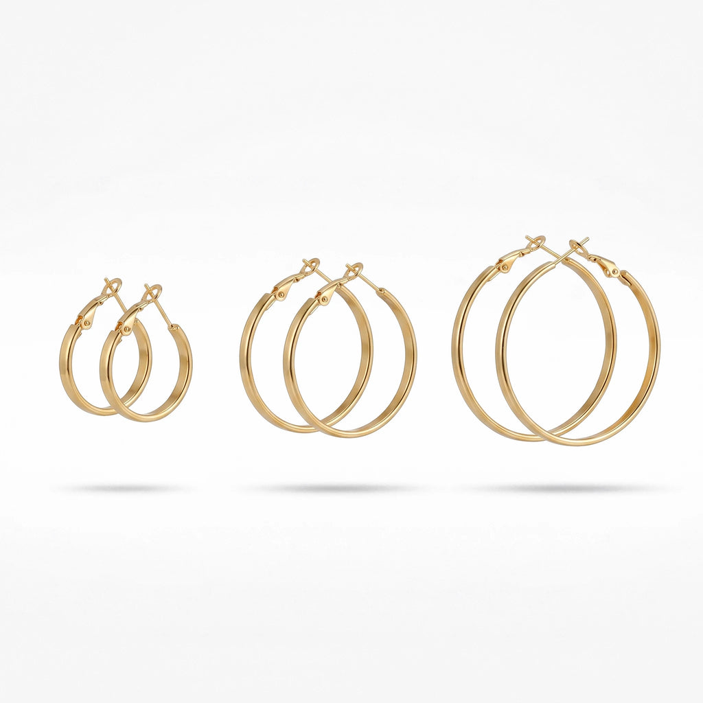 QIAOREN 13211 Gold Plated Oval Hoop Earrings for Women Stainless Steel Lightweight Minimalist Everyday Fashion Jewelry