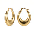 QIAOREN 10963 Hypoallergenic Stainless Steel Chunky Hoops 18K Gold Plated Waterproof Tarnish Resistant Women's Geometric Earring