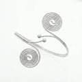 QIAOREN 12806 Stainless Steel Double Spiral Swirl Open Cuff Bangle Adjustable Silver Textured Wire Wrist Bracelet