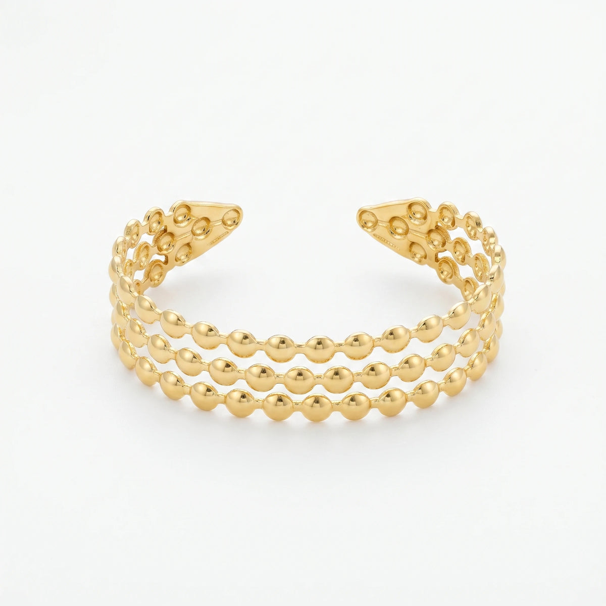 QIAOREN 12710 Boho Irregular Big Small Sculpted Flower Open Gold Bangle Stainless Steel Hollow Stackable Bracelet Wholesale