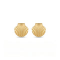 QIAOREN 11864 Waterproof Tarnish Free Stainless Steel Shell Stud Earrings Gold Textured Scallop Sea Shell Ocean Jewelry Women US