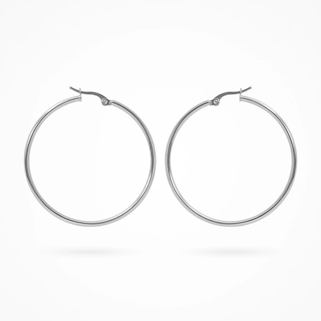 QIAOREN 12329 Classic Thin Round Hoop Earrings Gold Stainless Steel Sleek Slim Wire Circular Hoops Women Minimalist Jewelry US