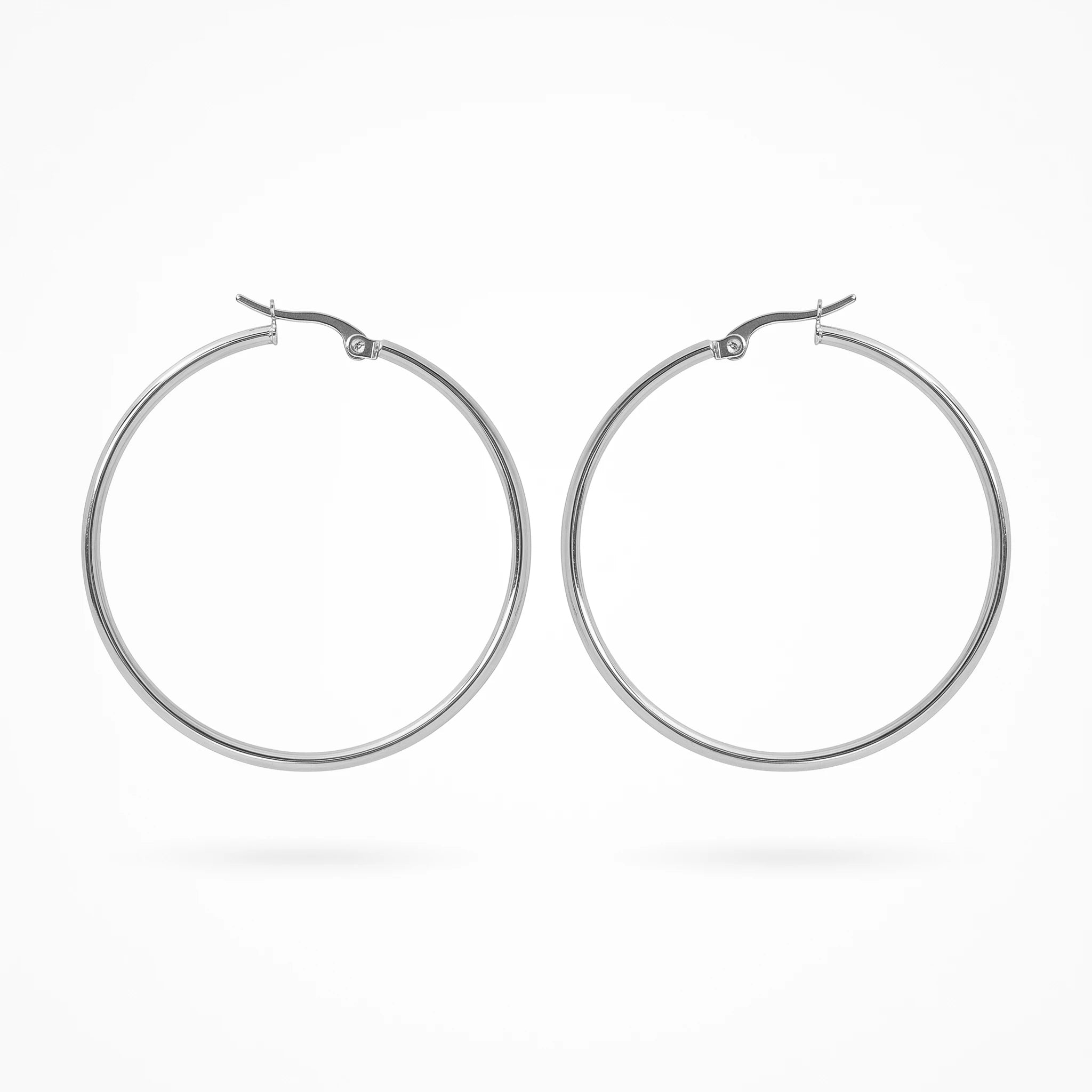 QIAOREN 12329 Classic Thin Round Hoop Earrings Gold Stainless Steel Sleek Slim Wire Circular Hoops Women Minimalist Jewelry US
