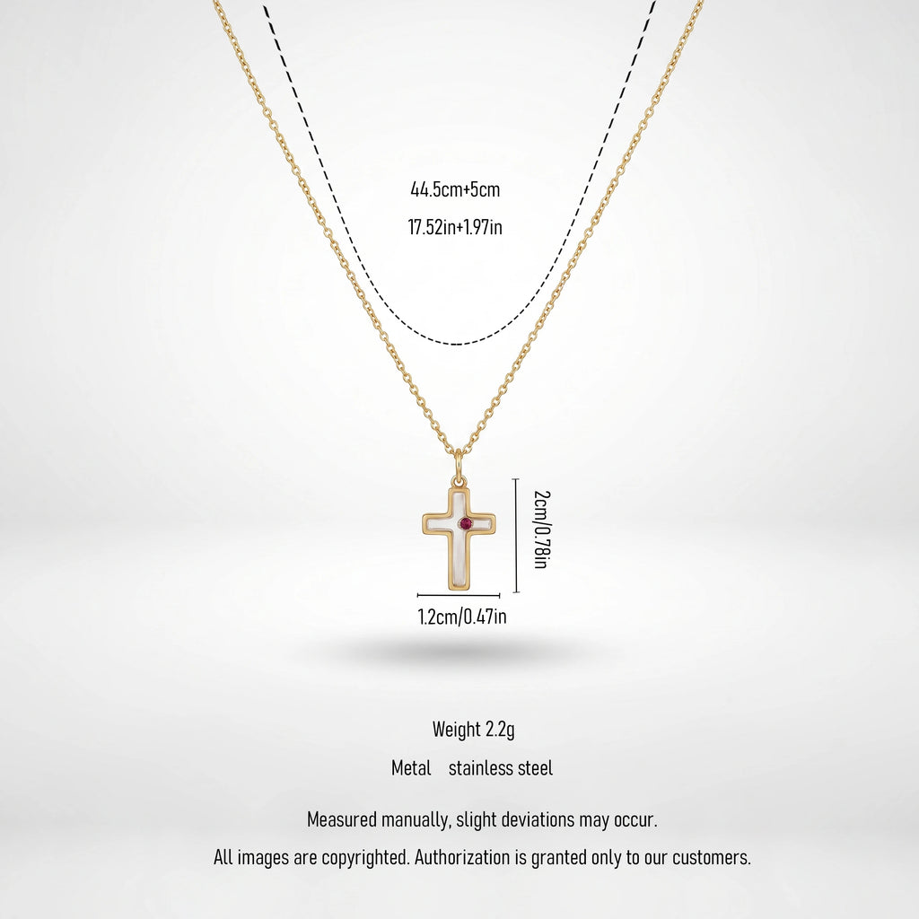 QIAOREN 13426 Stainless Steel Cross Pendant Necklace Gold Silver Minimalist Religious Faith Jewelry for Women