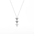QIAOREN 11803 18K Gold Plated Stainless Steel Anti-Tarnish Hypoallergenic Stacked Triangle Drop Pendant Cable Chain Necklace