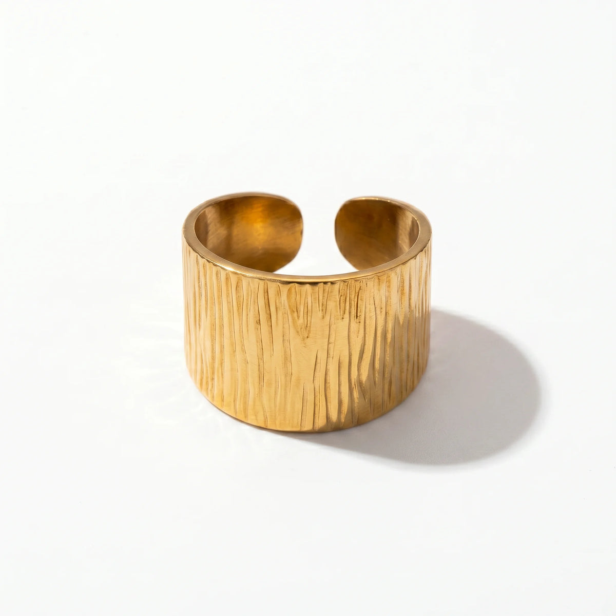 QIAOREN 5Pcs 18K Gold Plated Stainless Steel Rings Set Tarnish Free Adjustable Stackable Open Cuff Rings for Women