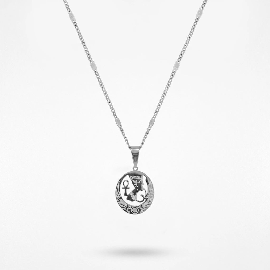 QIAOREN 11858 Trendy Egyptian Pharaoh Ankh Pendant Necklace Stainless Steel 18K Gold Plated Jewelry for Women Men US EU Hot
