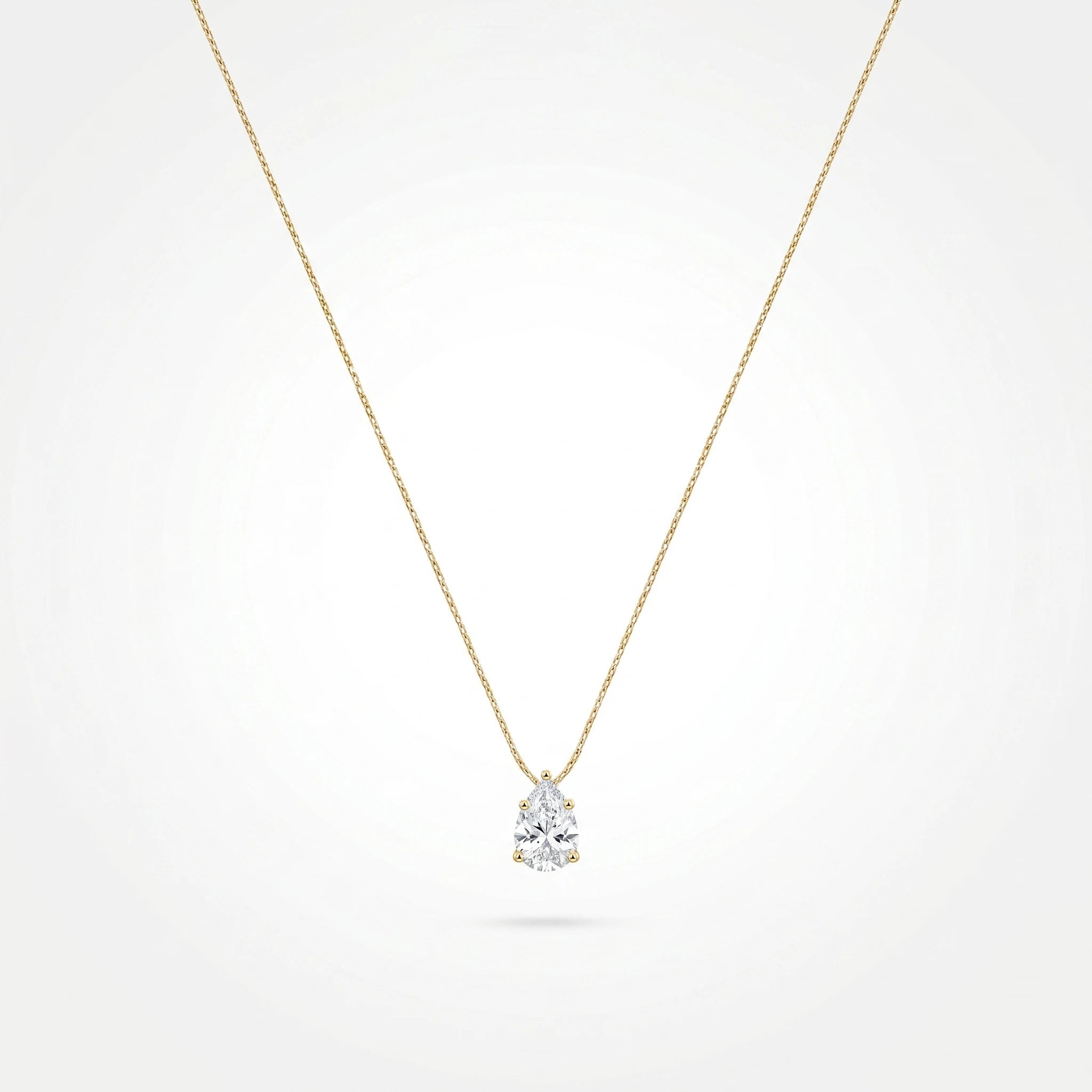 QIAOREN 13168 Stainless Steel Pear Cut CZ Solitaire Pendant Necklace Gold Plated Minimalist Dainty Jewelry for Women