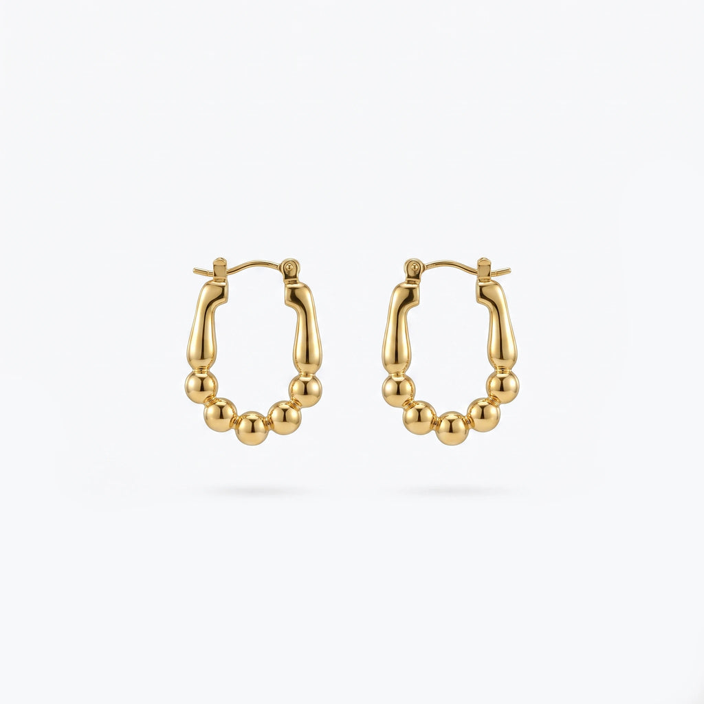 QIAOREN 13261 18K Gold PVD Plated Stainless Steel Hollow Four Pointed Polished Earring Hypoallergenic Dainty Daily Jewelry