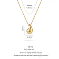QIAOREN 13984 Link Chain Pendant Necklace with Smooth Puffy Teardrop Water Drop Charm, Polished Gold Minimalist Geometric