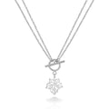QIANREN 11975 Europe Hot Selling Hypoallergenic Stainless Steel OT Toggle Necklace Openwork Maple Leaf Pendant  Chain Necklaces