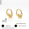 QIAOREN 14428 Butterfly Charm Huggie Hoop Earrings, Gold Plated Stainless Steel Small Hoop Earrings Jewelry Gift
