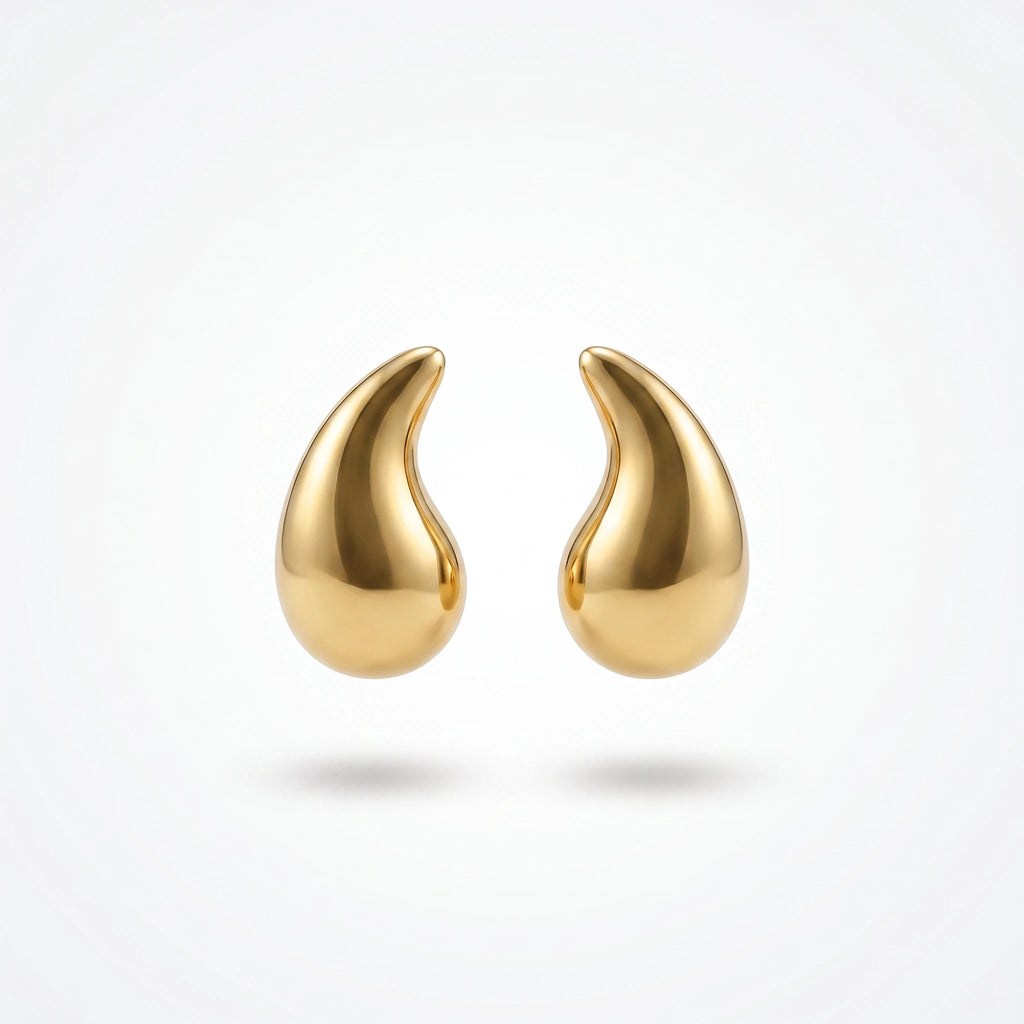 QIAOREN 13255 3 PCS Set  18K Gold Plated Stainless Steel Stud Earrings Set Hollow Square, Round CZ, Teardrop Tiny Ear Studs