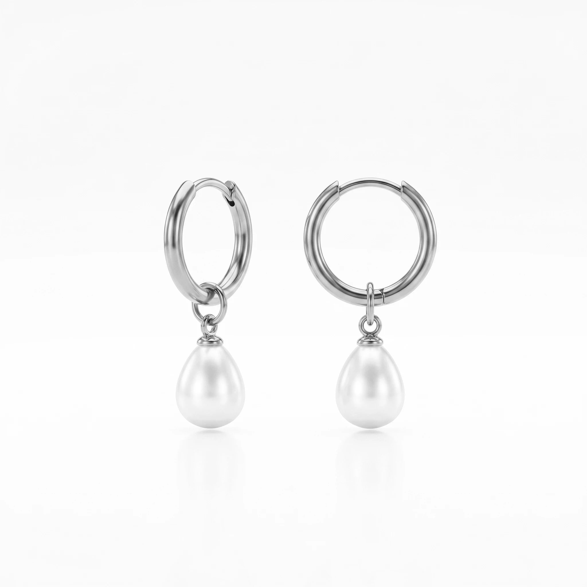 QIAOREN 10621 Teardrop Pearl Drop Earrings 18K Gold Plated Stainless Steel Waterproof Tarnish Free Dangle Trendy Party for Women