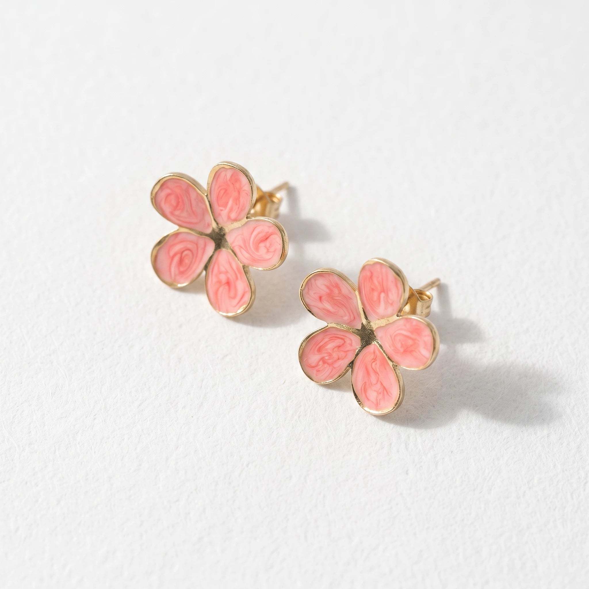 QIAOREN 13639-41 Colorful Enamel Flower Stud Earrings, Tiny Floral Piercing Jewelry Gift for Women