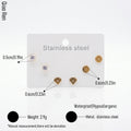 QIAOREN 14492 Stainless Steel Cz Diamond Mini Stud Earrings Set, Gold Multi Style Tiny Earrings Jewelry Gift