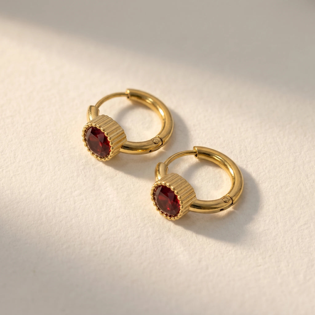 QIAOREN 12149-52 Mixed Color Round Zircon Stainless Steel Mini Huggie Hoops PVD Gold Trend Gift Earrings  for American Buyers