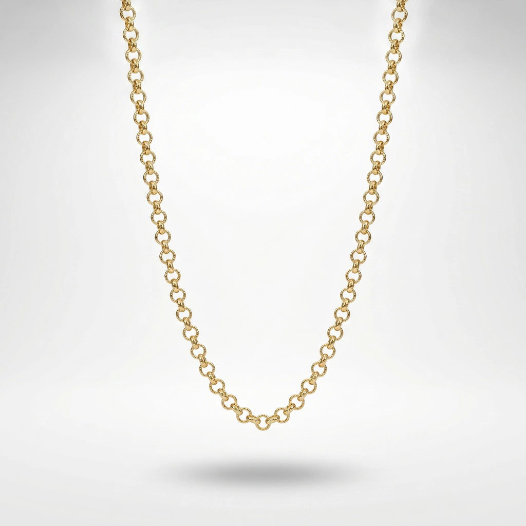 QIAOREN 11333 18K Gold Plated Solid Bean Chain Choker Necklace Stainless Steel Tarnish Free Waterproof Jewelry
