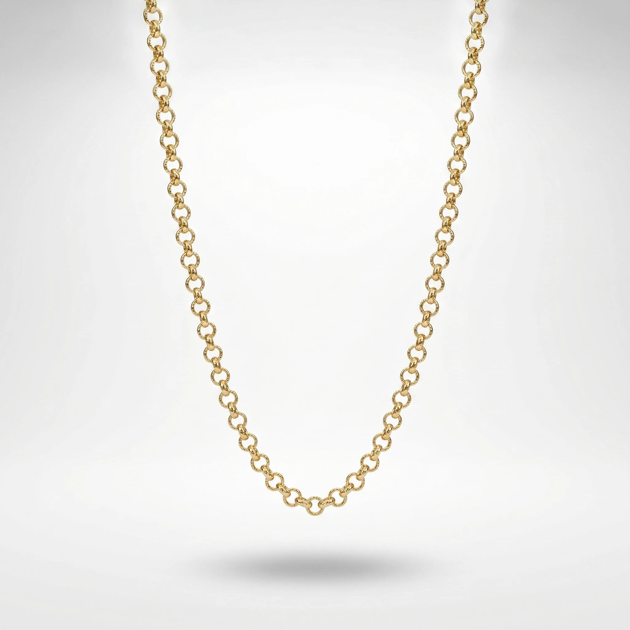 QIAOREN 11333 18K Gold Plated Solid Bean Chain Choker Necklace Stainless Steel Tarnish Free Waterproof Jewelry