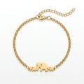 QIAOREN 11733 Tarnish Free 18K Gold Stainless Steel Elephant Family Anklet Adjustable Foot Chain