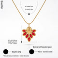 QIAOREN 14387 Vintage Ornate Red Marquise Crystal Pendant Snake Chain Necklace, Stainless Steel Statement Jewelry Gift