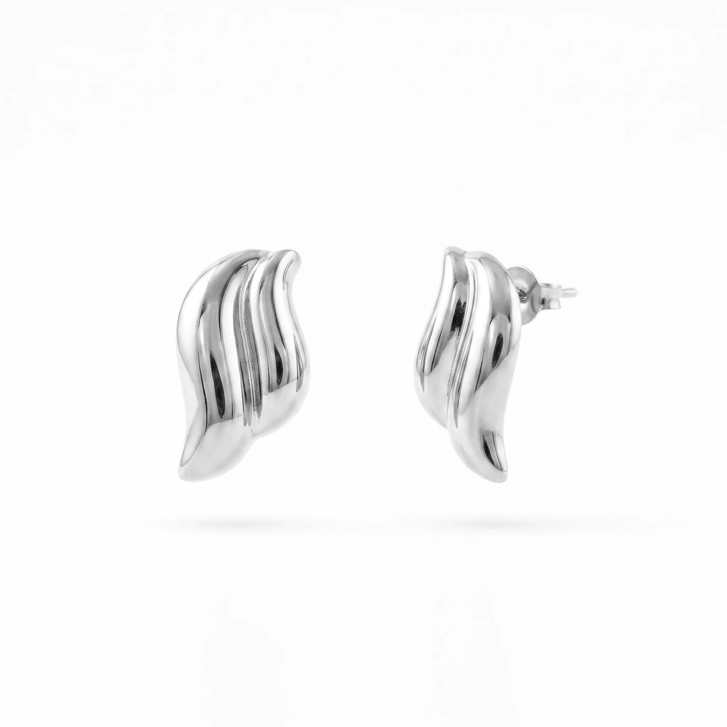 QIAOREN 14023 Polished Gold Hammered Textured Teardrop Stud Earrings, Irregular Crinkle Surface Water Drop Ear Stud Jewelry Gift