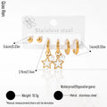 QIAOREN 14499 3 Pcs Stainless Steel Earring Set, Gold Ball Studs Plain White Star Pearl Dangle Earrings Multi Pack Fashion Gift