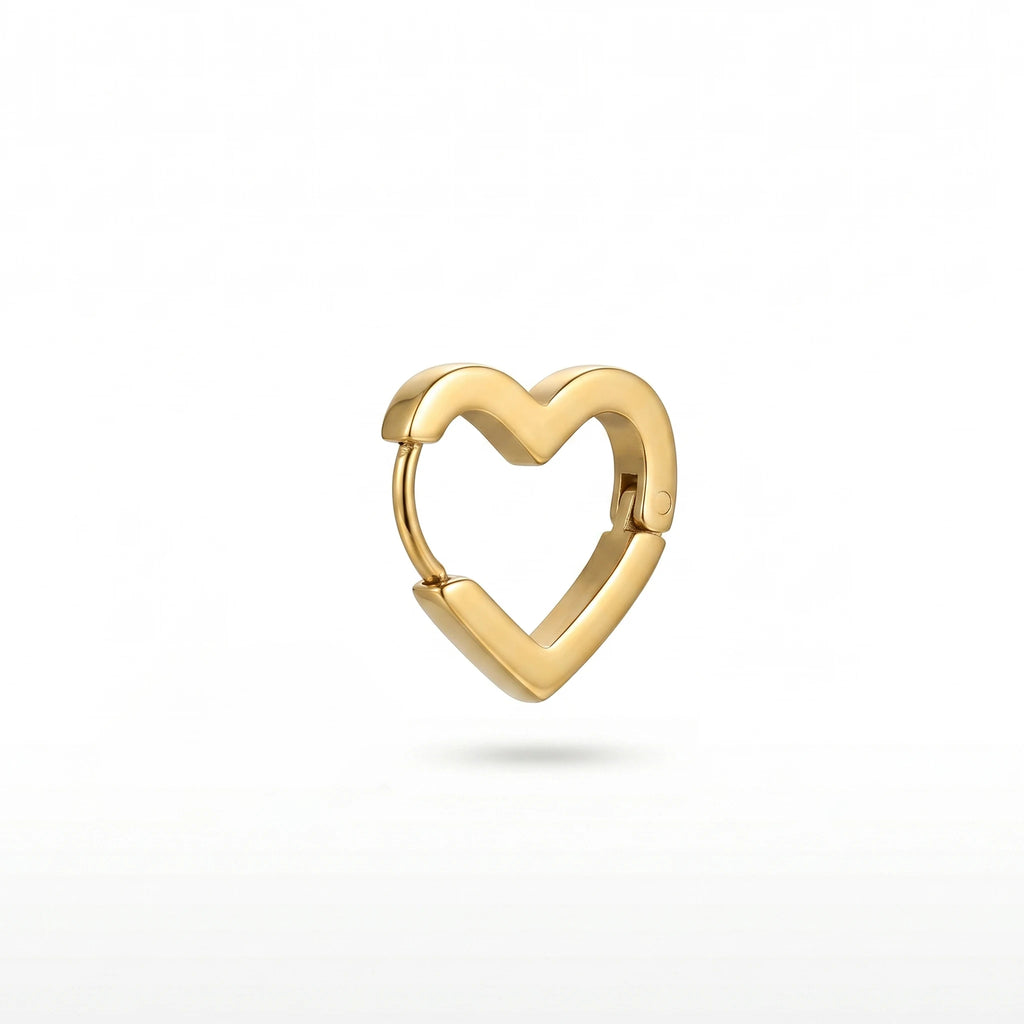 QIAOREN 12571 Wholesale Minimalist Heart Shape Ear Hoops Tarnish Resistant Stainless Steel Gold Huggie Earrings Sweet Love