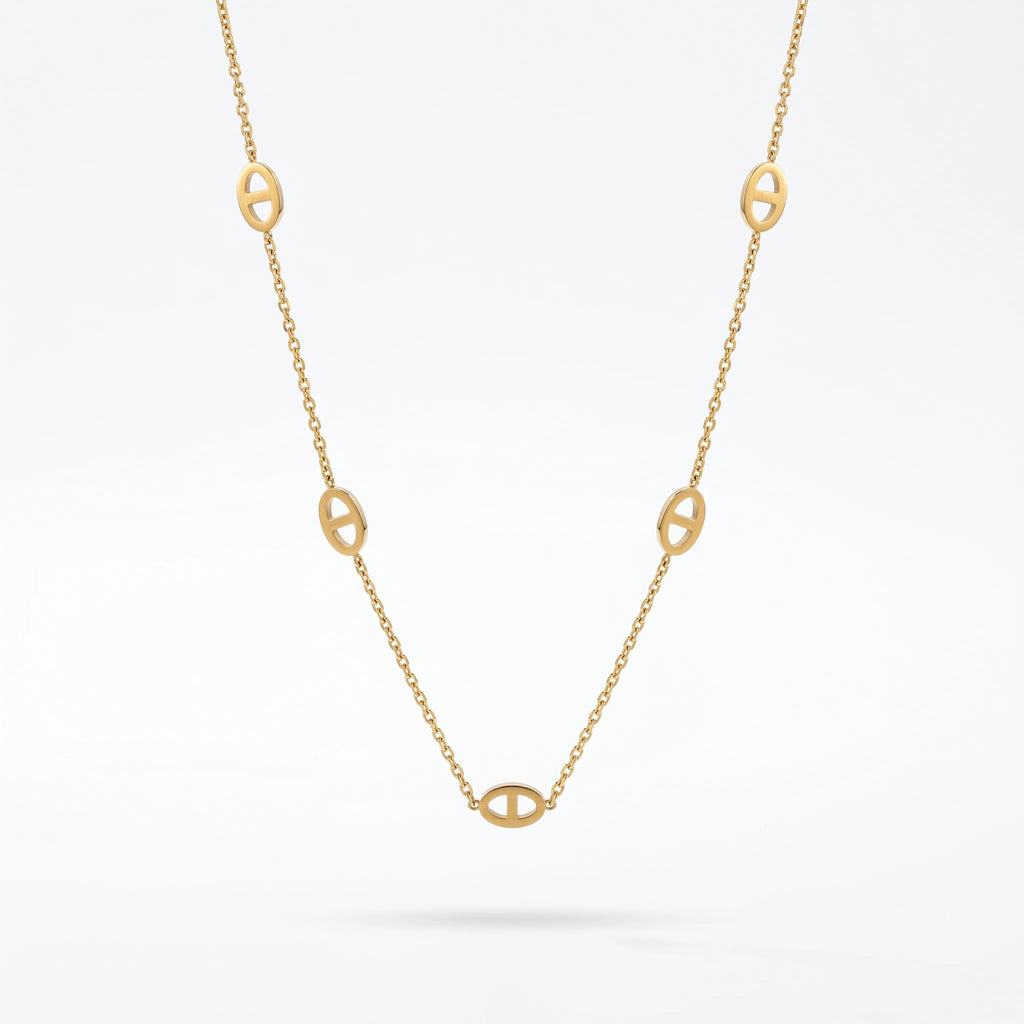 QIAOREN 13173 Stainless Steel Layered Cross Necklace Gold Plated Christian Faith Pendant Necklace Minimalist Jewelry for Women