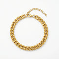 QIAOREN 10619 Thick Cuban Link Geometric Trendy Chain Bracelet 18K Gold Plated Stainless Steel Waterproof Tarnish