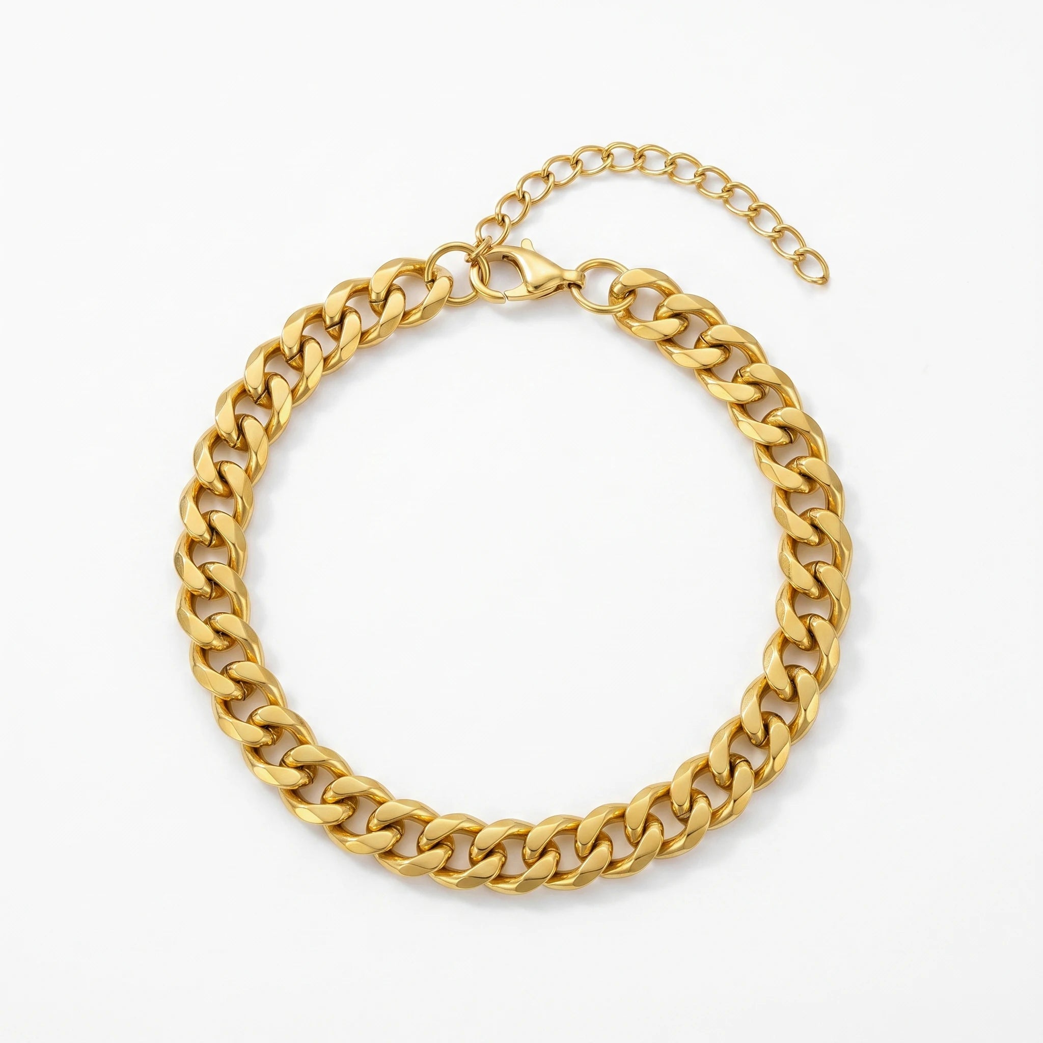 QIAOREN 10619 Thick Cuban Link Geometric Trendy Chain Bracelet 18K Gold Plated Stainless Steel Waterproof Tarnish