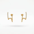 QIAOREN 12314 Trendy Triple Layer CZ Hoop Earrings Gold Stainless Steel Stacked Wave Spiral Claw Studs Illusion Jewelry Women US